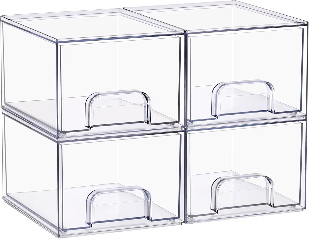 Sorbus Acrylic Storage Containers - 4 Pack, Stackable Storage Bins Set for Bathroom Organization ... | Amazon (US)