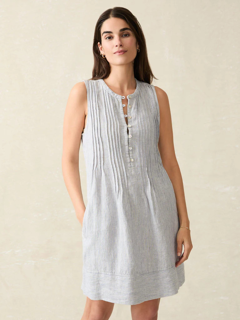 Isha Dress - Blue Mini Stripe | Faherty