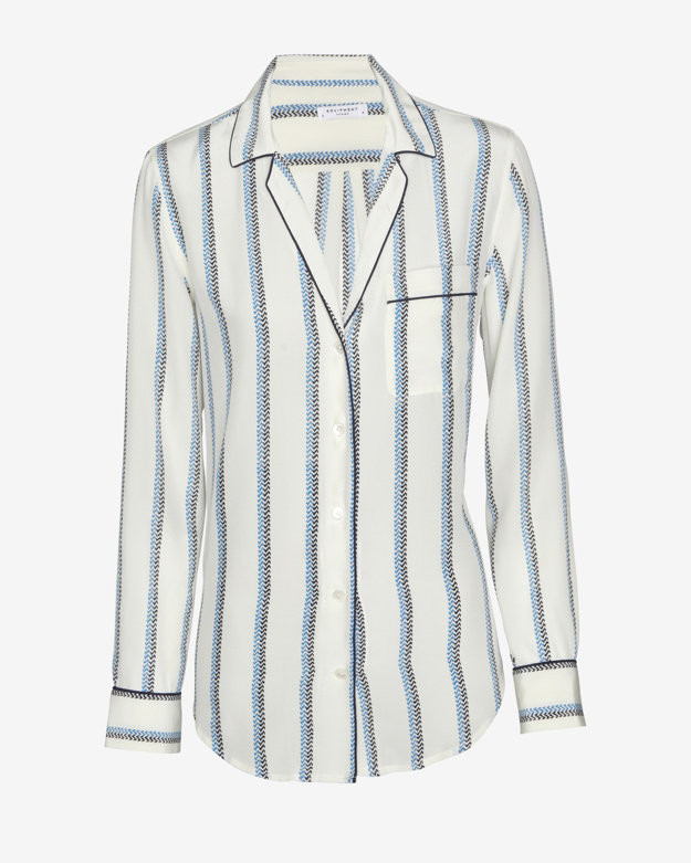 SALE
		
		 / 
		
		Exclusive
		
	Equipment EXCLUSIVE Keira Pinstripe Pajama Blouse: White | Intermix