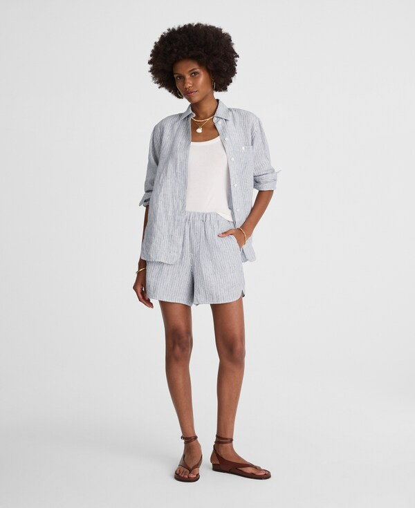 Curved Hem Pull-On Shorts in 100% Linen | Madewell