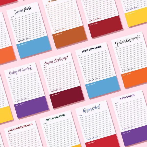 JCS x Cassie Sugarplum Collegiate Personalized To Do Notepad | Joy Creative Shop