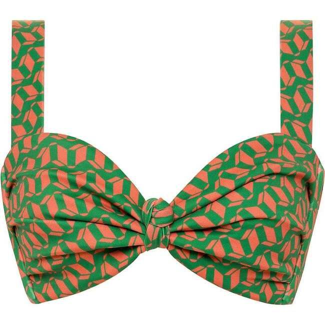 Montce Swim | Women's Hayden Flattering Sweetheart Neckline Bikini Top, Geo (Green, Size X-Small) |  | Maisonette