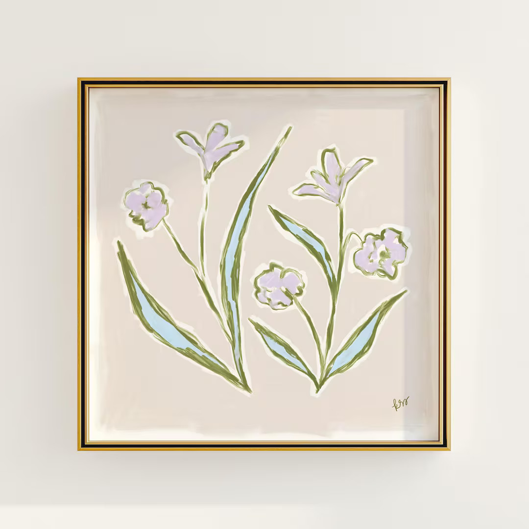 Modern Southern Floral Wall Art | Light Blue Botanical Print Digital Download | Preppy Grandmille... | Etsy (US)