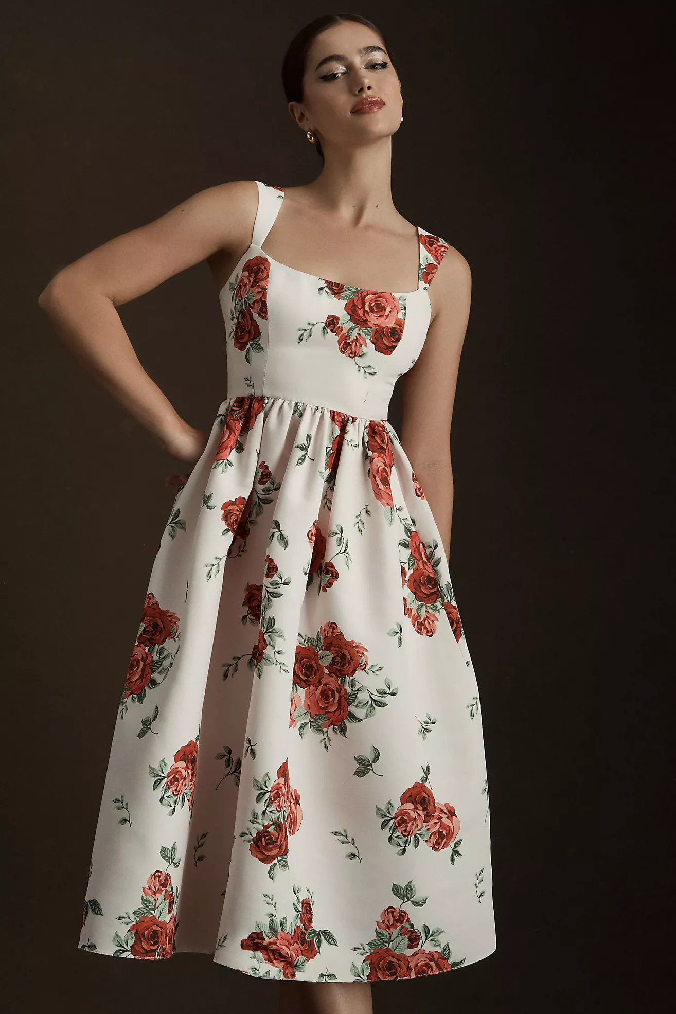 Sachin & Babi Blaine Taffeta Square-Neck Midi Dress | Anthropologie (US)