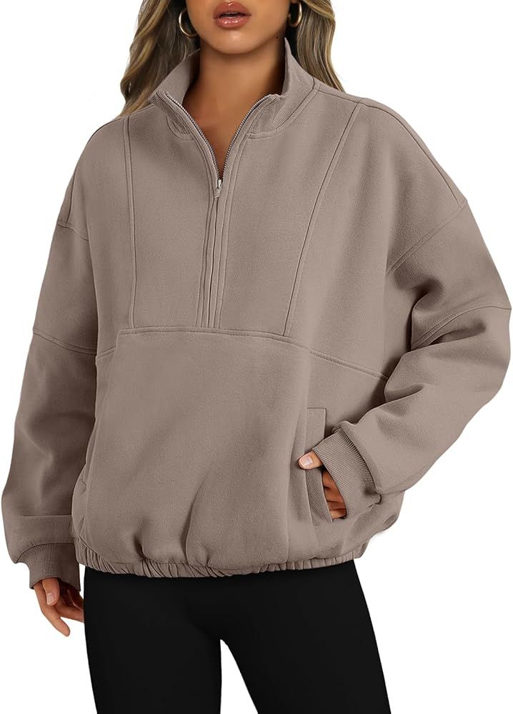 Womens Oversized Sweatshirts Quarter Zip Pullover Long Sleeve Half Zip Hoodies Tops Fall Y2K Clot... | Amazon (US)