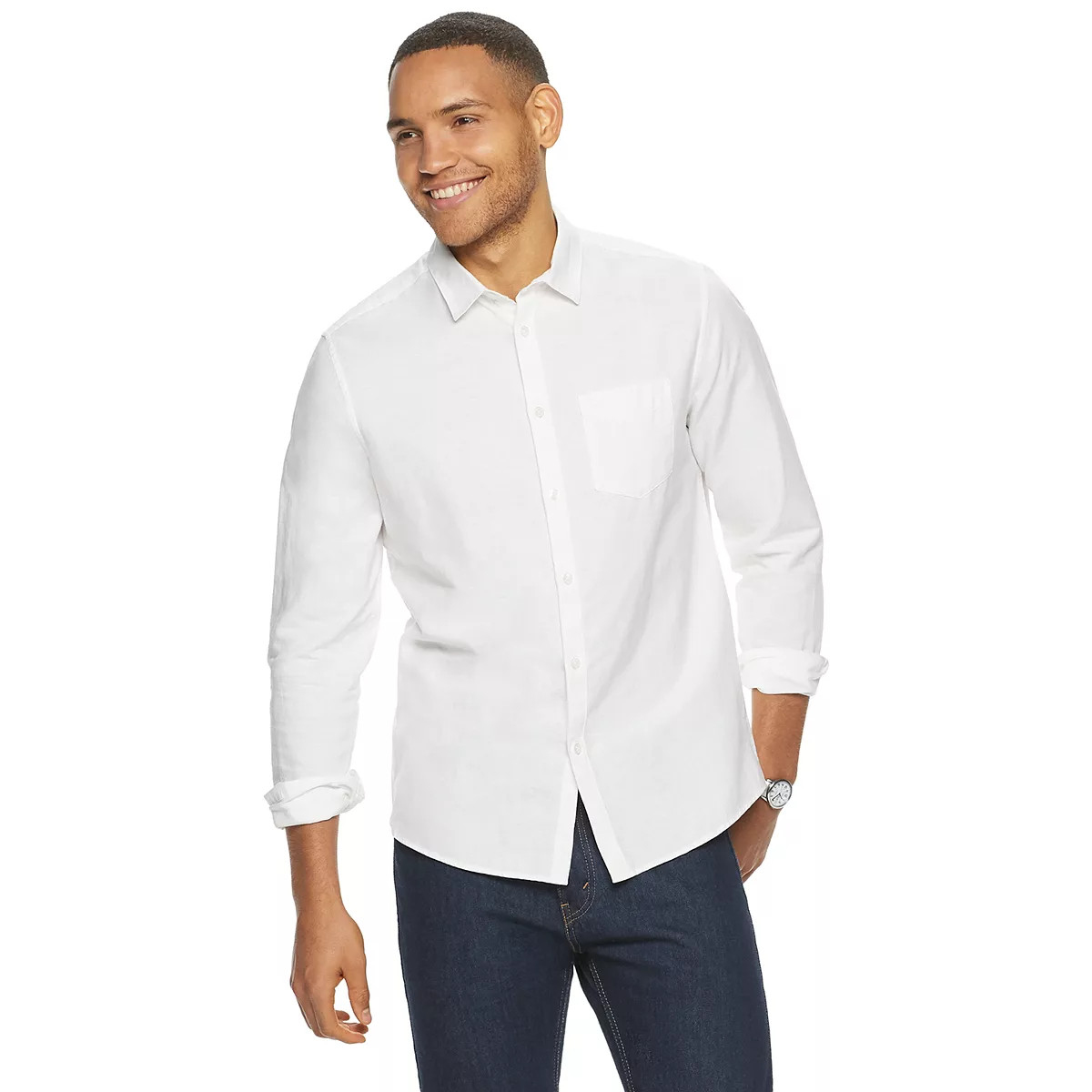 Men's Marc Anthony Slim-Fit Linen-Blend Button-Down Shirt | Kohl's
