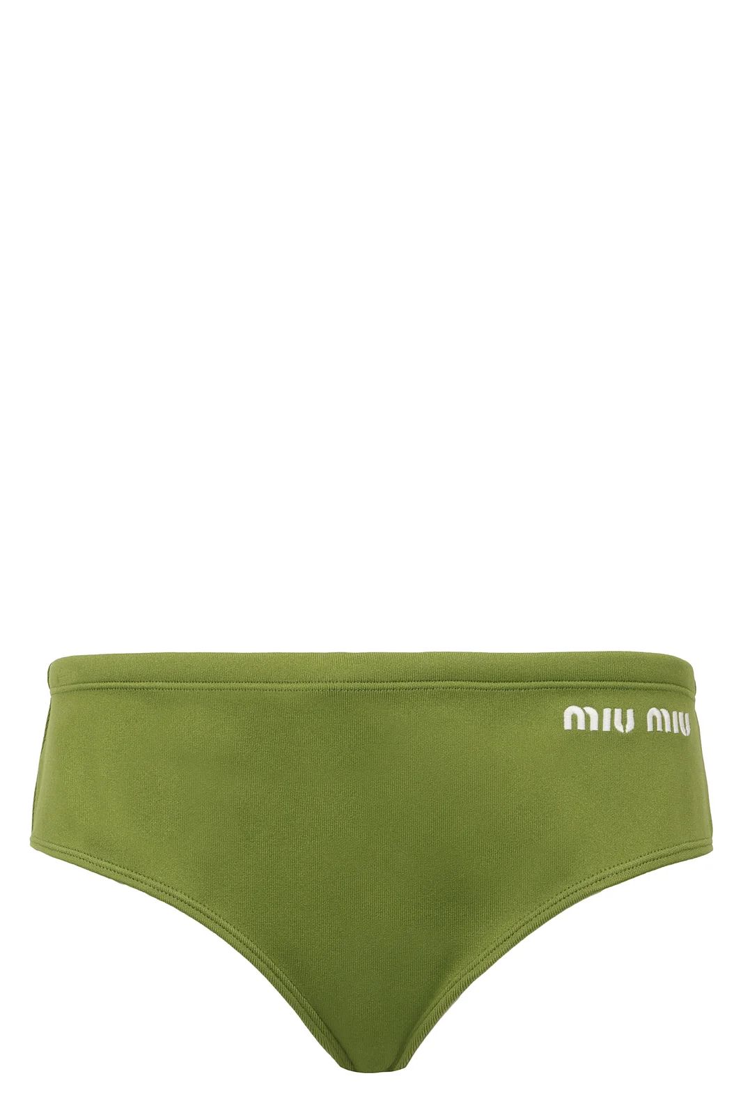 Miu Miu Logo-Embroidered Stretched Bikini Bottoms | Cettire Global