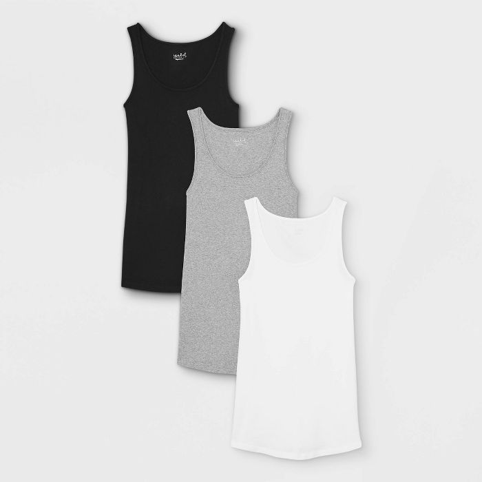 Rib 3pk Bundle Maternity Tank Top - Isabel Maternity by Ingrid & Isabel™ Black/White/Gray | Target