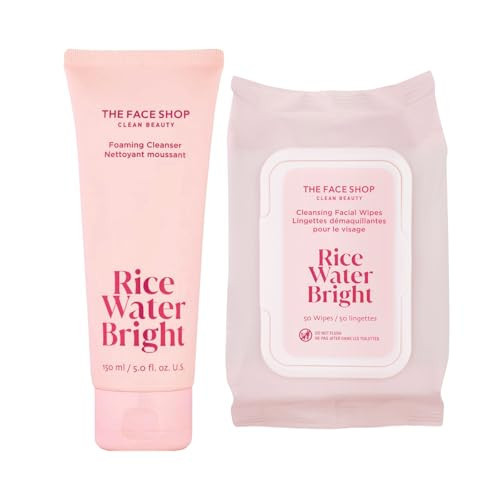 The Face Shop Korean Rice Cleansing Duo – Rice Extract Double Cleansing Foam & Makeup Wipes for All Skin Types | Amazon (US)