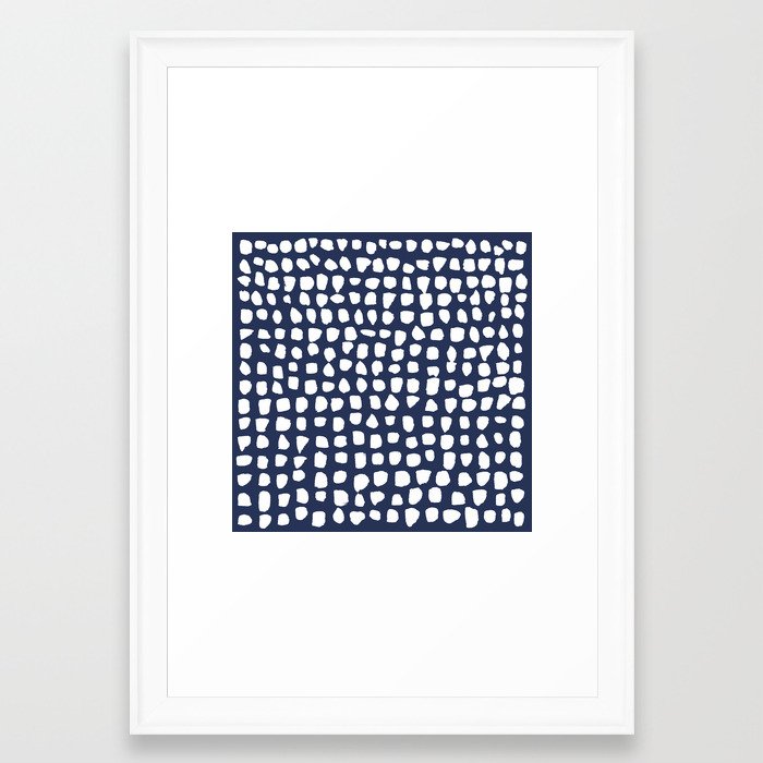 Dots / Navy Framed Art Print | Society6