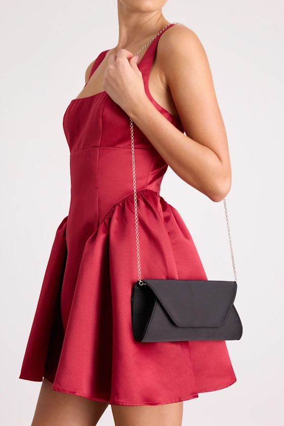 Adelae Black Satin Envelope Crossbody Clutch | Lulus