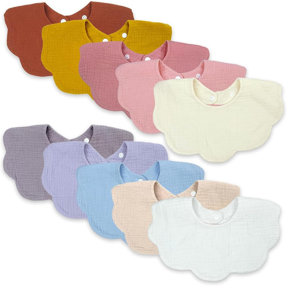 Baby Bibs Muslin Bibs for Baby Girl Boy for Drooling and Teething 10 Pack | Amazon (US)
