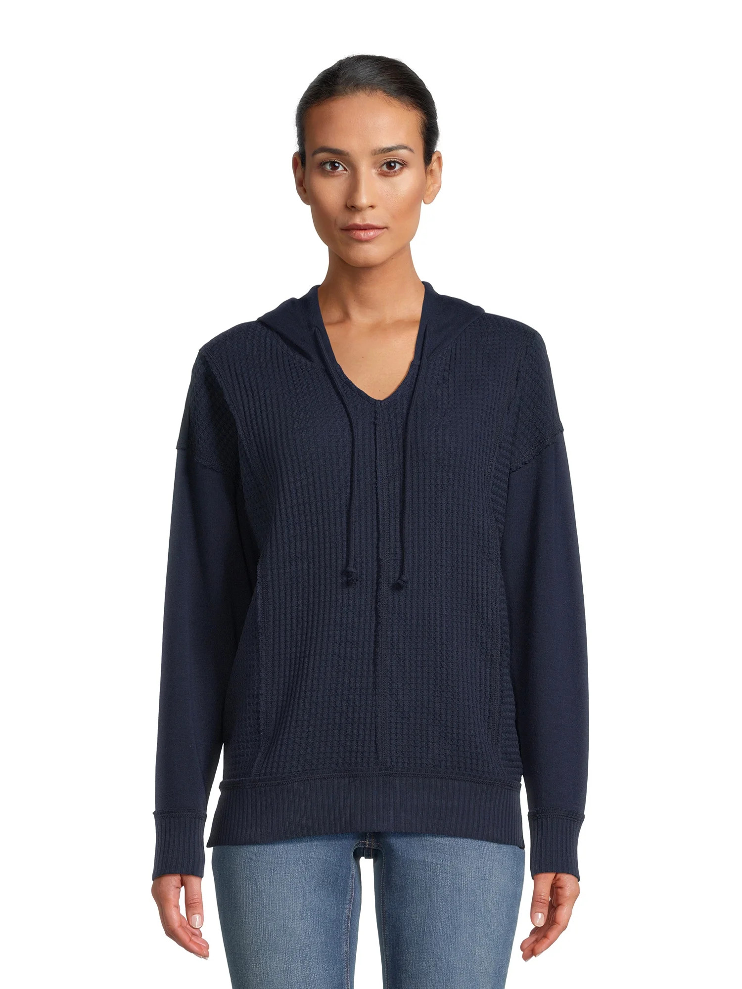 Time and Tru Women's Waffle Texture Hoodie, Sizes S-3XL | Walmart (US)