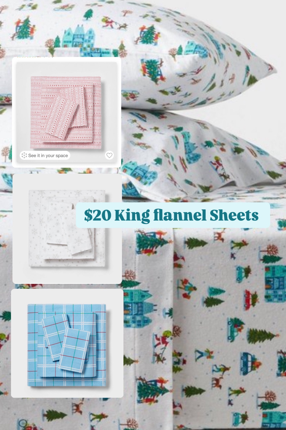 Holiday Sheets to bring cozy holiday joy to your bedroom. 
King size is just $20! 

#LTKHoliday #LTKHome #LTKKids