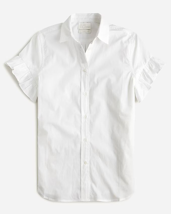 Classic-fit lightweight cotton poplin ruffle-sleeve shirt | J.Crew US