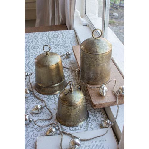 Kalalou Assorted Antique Brass Finish Bells, Set Of Three Nman1025 | Bellacor | Bellacor