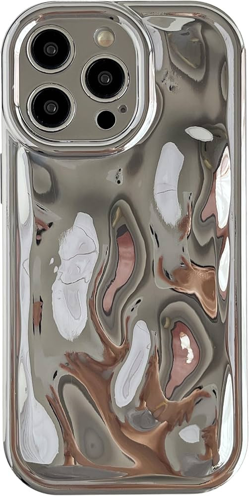 Caseative for iPhone 15 Pro Max Case,Water Ripple Wave Meteorite Bubble Chrome Plating Soft Phone... | Amazon (US)