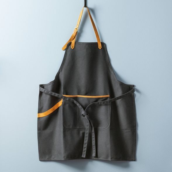 Waxed Canvas & Leather Utility Grill Apron Dark Gray - Hearth & Hand™ with Magnolia | Target