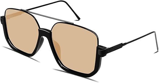 GUVIVI Retro Oversized Aviator Sunglasses for Women Men Square Double Bridge Pilot Sun Glasses 70... | Amazon (US)