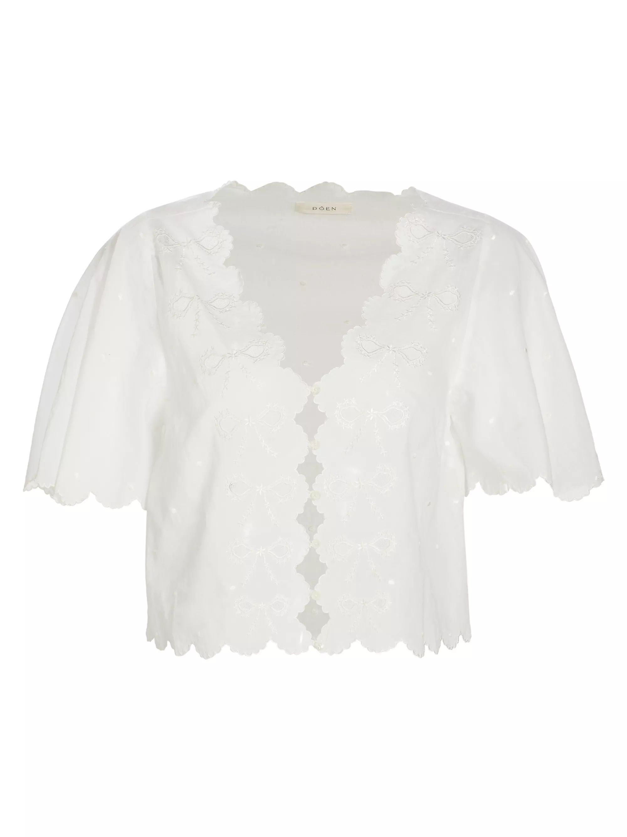 Kacy Embroidered Cotton Voile Top | Saks Fifth Avenue