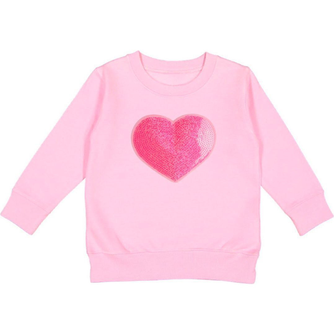 Heart Sequin Patch Valentine's Day Sweatshirt, Pink | Maisonette