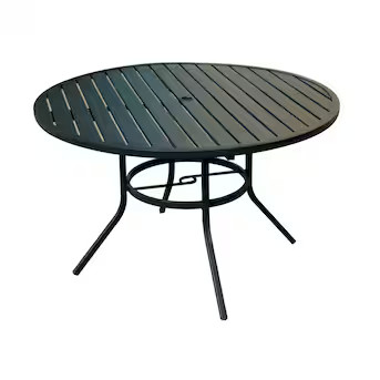 Style Selections Pelham bay Round Outdoor Dining Table 48-in W x 48-in L with Umbrella Hole | Lowe's