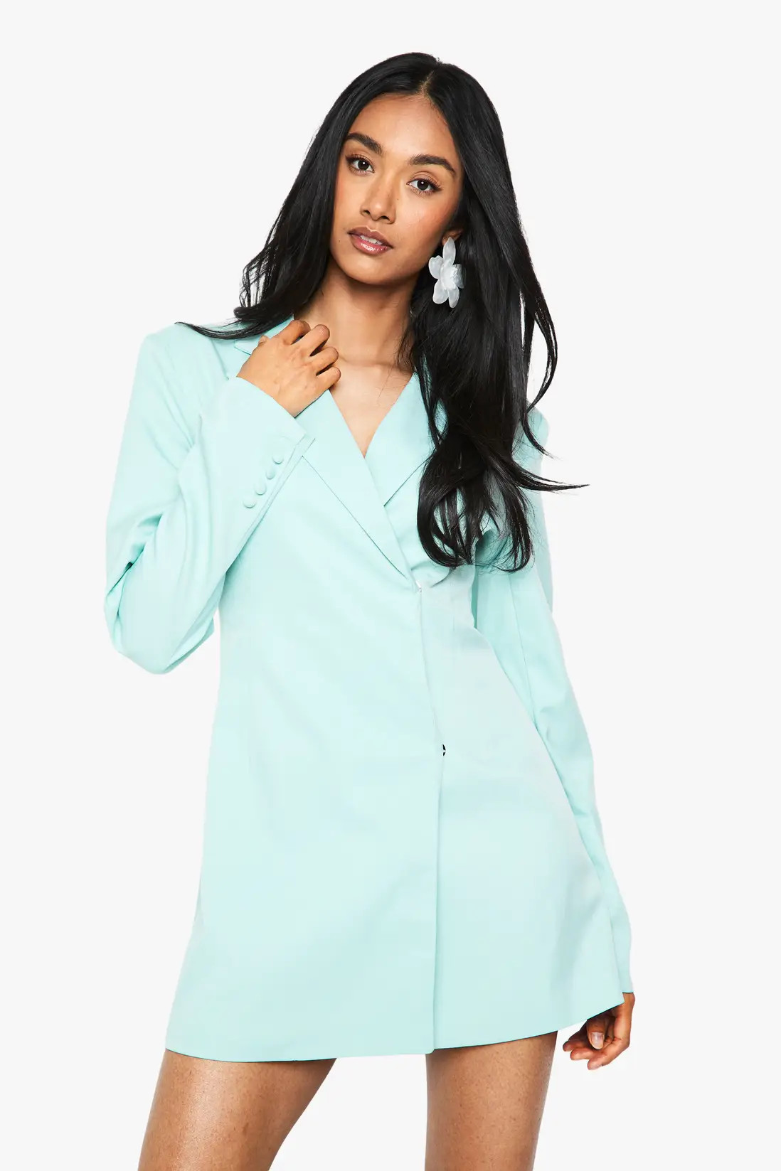 Mint Structured Oversized Wrap Over Blazer Dress | Boohoo USA | boohoo (US & Canada)