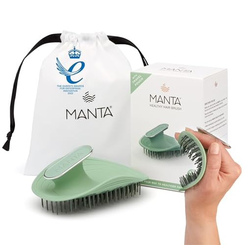 Manta Original Anti-Breakage Hairbrush – Best Detangling & Flexible Brush for Healthy, Thinning & All Hair Types, Gentle Hair Care for Women & Men, Serene Green | Amazon (UK)