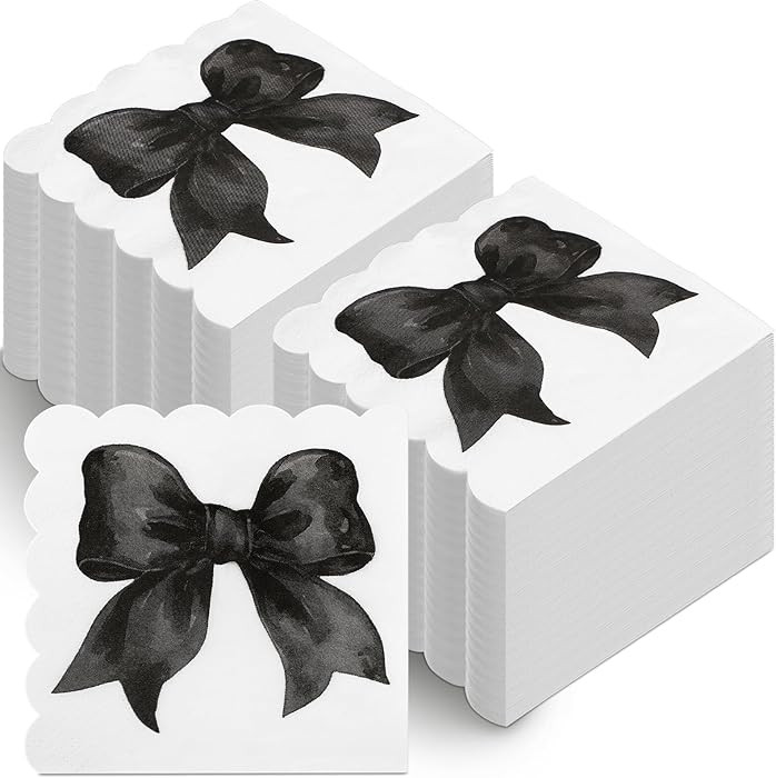Skyygemm 150 Pcs Black Bow Napkins Coquette Party Supplies Disposable Bow Paper Napkins for Bache... | Amazon (US)