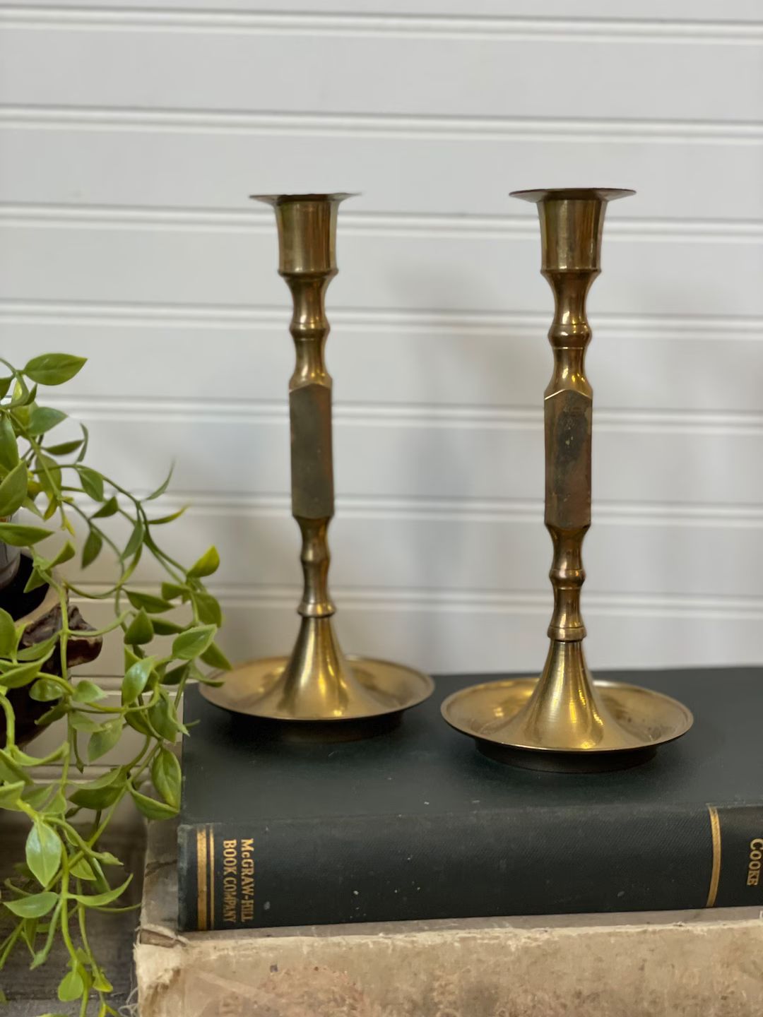 Brass Candlestick Set Matching Brass Candlesticks Vintage - Etsy | Etsy (US)