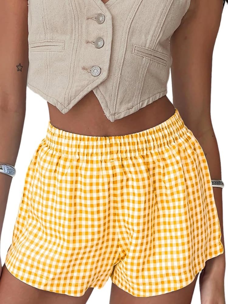 Chunoy Women's Y2K Pajama Shorts - Stylish Plaid Boxers for Women, Gingham Women’s Boxer Shorts... | Amazon (US)