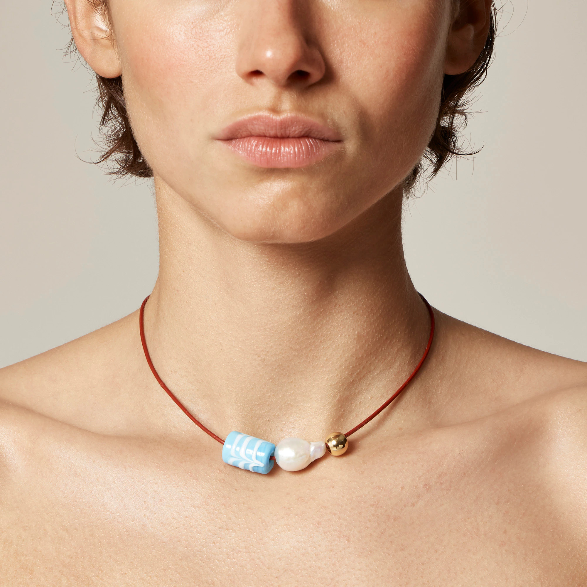 Beaded leather cord necklace | J. Crew US