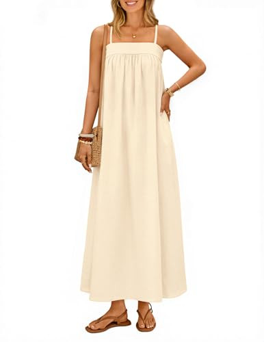 MEROKEETY Women's Summer Maxi Dress 2026 Spaghetti Strap Backless Linen Boho Sundress Casual Part... | Amazon (US)