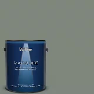 1 gal. #N410-5 Village Green One-Coat Hide Satin Enamel Interior Paint & Primer | The Home Depot