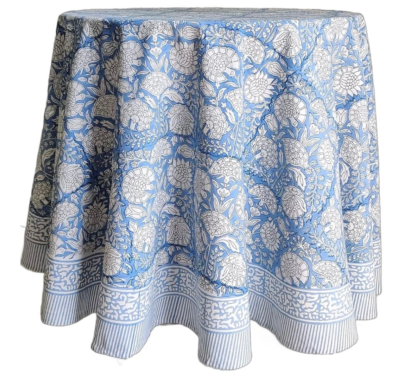 Serena and Lily tablecloth look-a-like, blue and white tablecloth, block print table cloth, floral tablecloth, entertaining 

#LTKHome #LTKParties