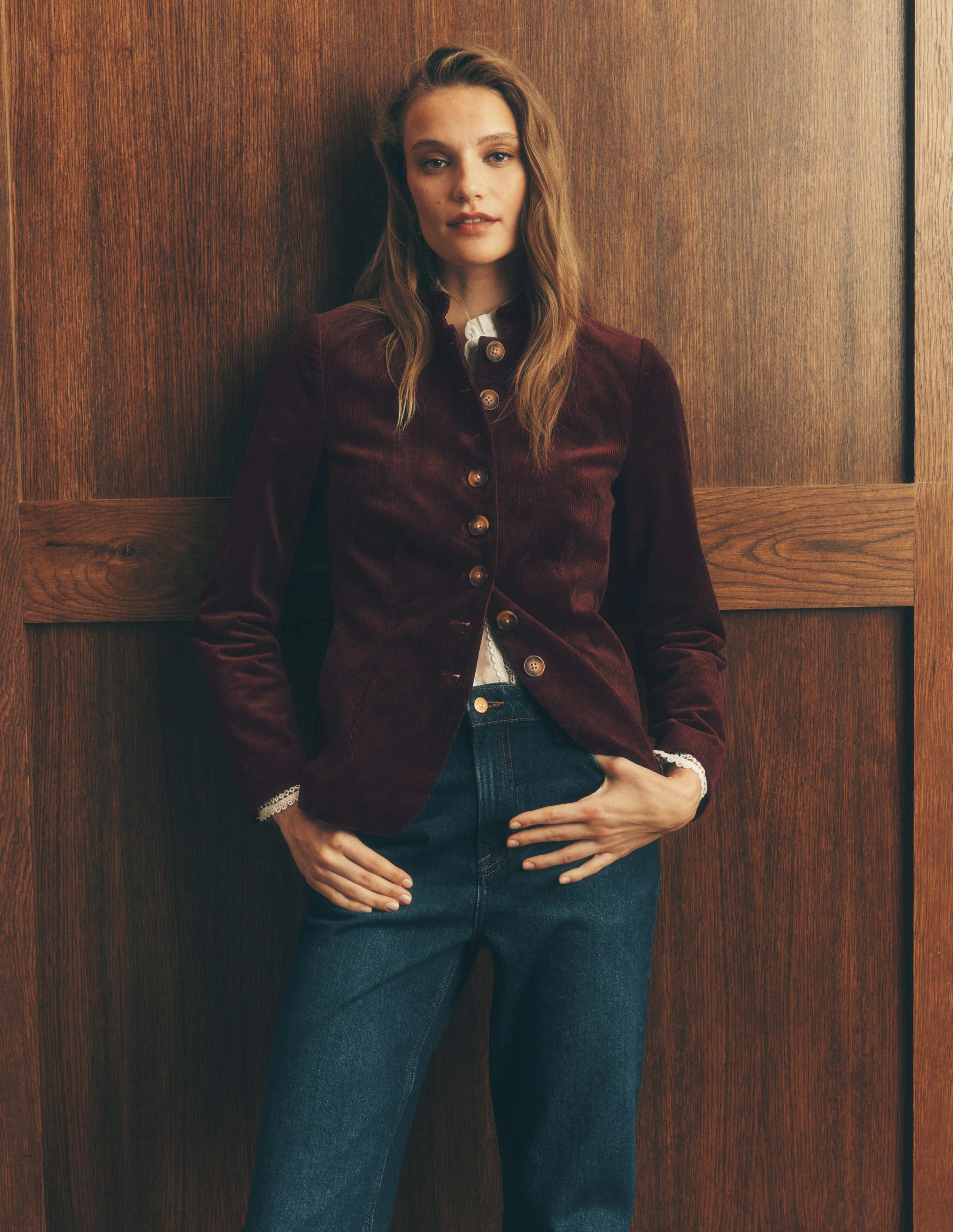 Boden Women's Hereford Military Cord Jacket in Red | Size 8 | Boden (US)