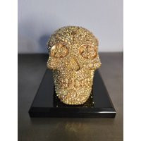 Rhinestones Skull, Gothic Home Decor, Gold Rhinestones, Elegant Decor, Head Skeleton, Craniums Figurine Sculpture | Etsy (US)