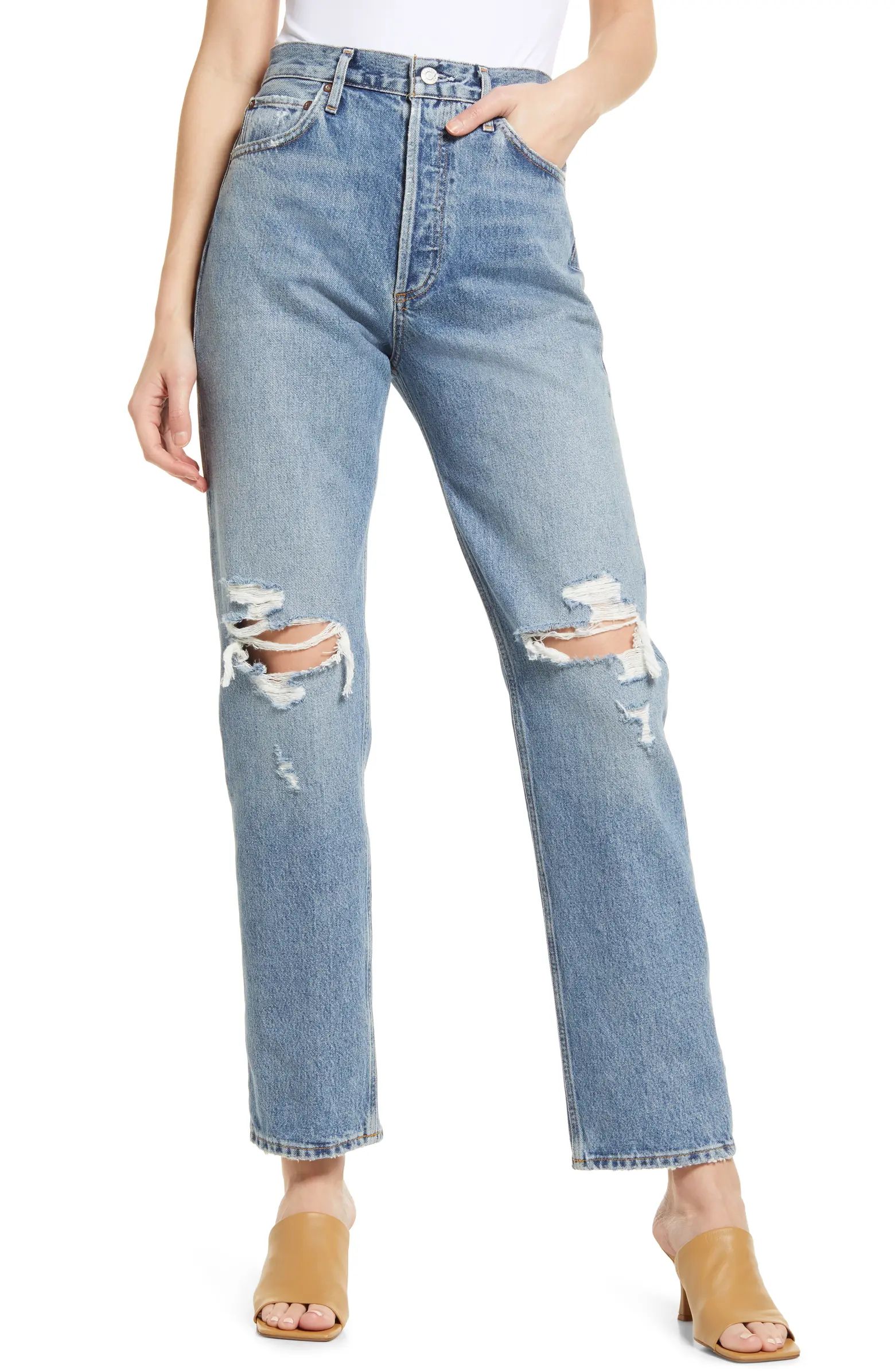 '90s Pinch Ripped Waist High Waist JeansAGOLDE | Nordstrom