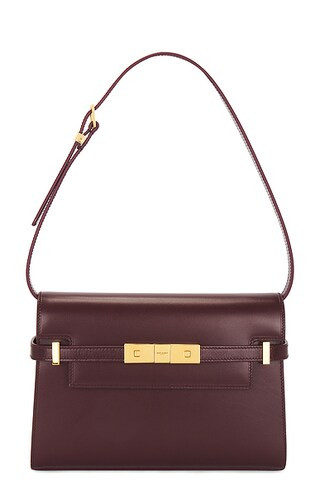Saint Laurent Small Manhattan Shoulder Bag in Hot Wine | FWRD | FWRD 