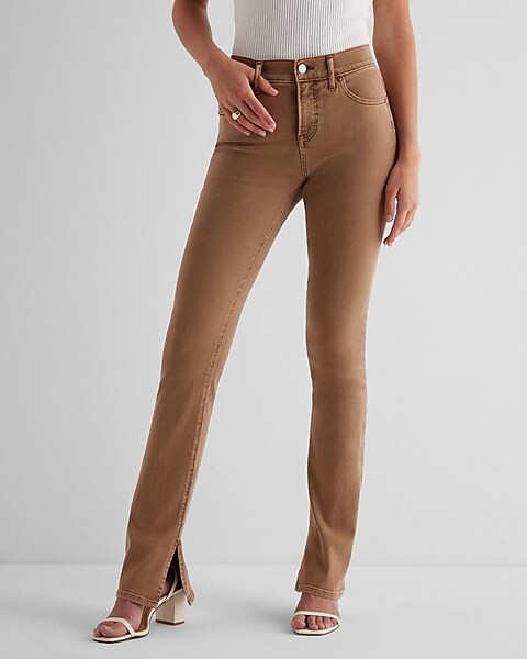 Mid Rise Dark Khaki Skyscraper Jeans | Express