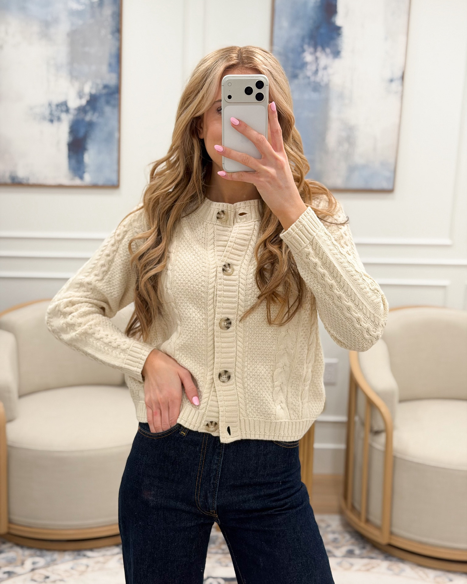 Target style win! 🎯🤍 This cream cable knit cardigan is timeless and so soft — perfect for layering or wearing on its own. Paired with wide leg denim for a chic and comfy everyday look! Wearing size small.

#LTKSeasonal #LTKFindsUnder50 #LTKWorkwear