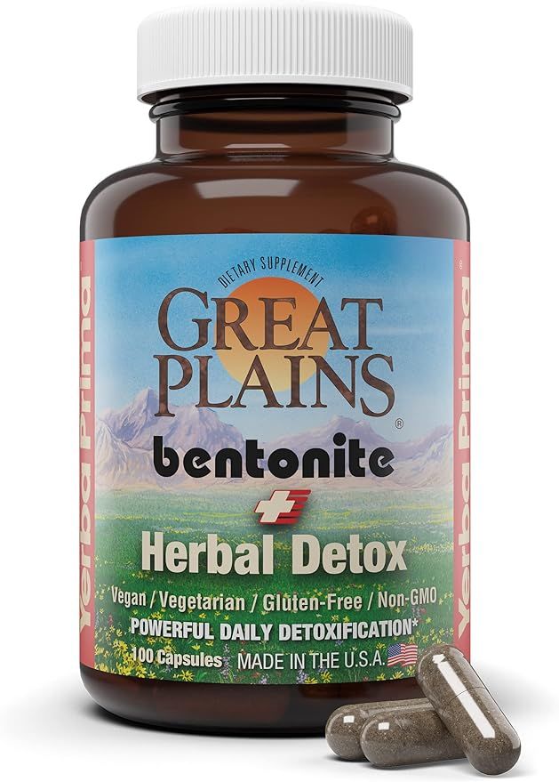 Yerba Prima Bentonite Clay Plus Herbal Detox, 100 Veg Capsules - Food Grade Clay from The Great P... | Amazon (US)
