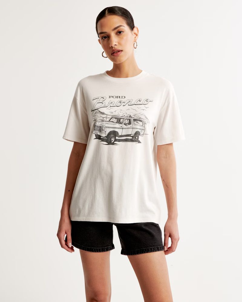 Women's Oversized Boyfriend Bronco Graphic Tee | Women's Tops | Abercrombie.com | Abercrombie & Fitch (US)