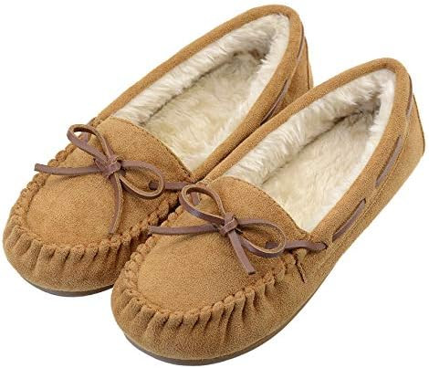 Vonair Women's Moccasin Slippers Micro Suede Warm Faux Fur Pile Lined Lace-Up Cozy Bow Indoor & O... | Amazon (US)