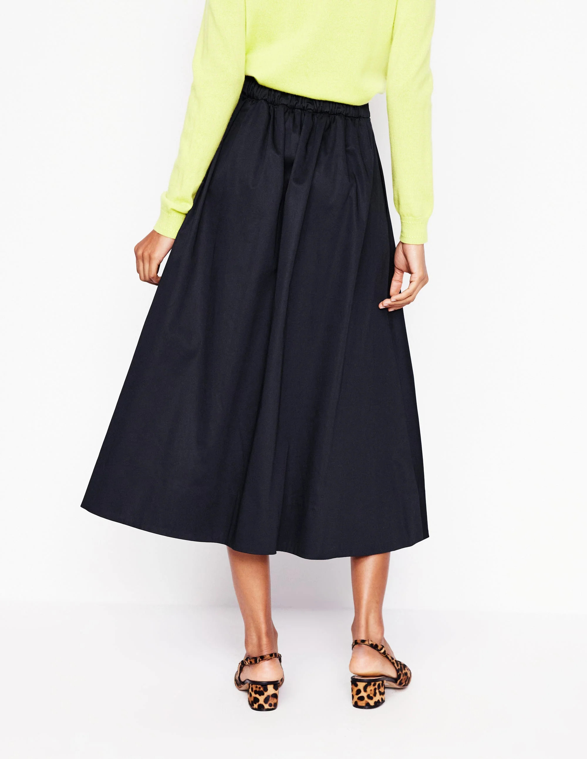 Isabella Cotton Sateen Skirt-Black | Boden (US)