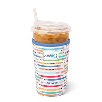 Swig Life Medium Iced Cup Coolie, Standard 22oz Iced Coffee Cup Insulator Sleeve with Handle, Neo... | Amazon (US)