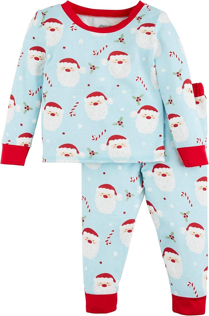 Mud Pie Boys Children's Blue Santa Glow Toddler Pajama Set | Amazon (US)