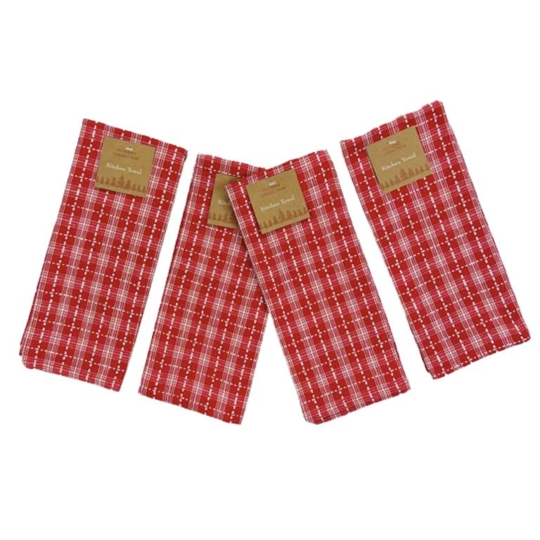 Serafina Home Christmas Red And White Gingham And Plaid Kitchen Towels, Set Of 4 | Walmart (US)