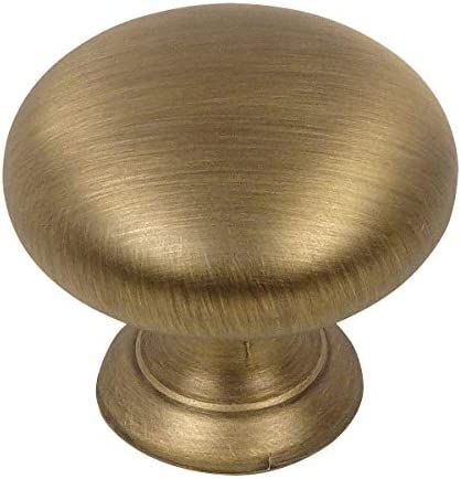 10 Pack - Cosmas 4950BAB Brushed Antique Brass Cabinet Hardware Round Mushroom Knob - 1-1/4" Diam... | Amazon (US)