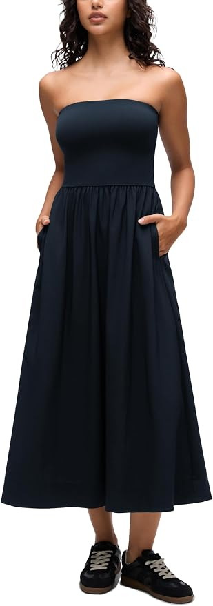 CRZ YOGA Strapless Tube Top Maxi Dress for Women - Sleeveless Off Shoulder Flowy Casual Travel Ou... | Amazon (US)